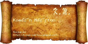 Komán Márton névjegykártya