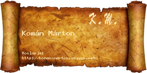 Komán Márton névjegykártya