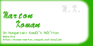 marton koman business card